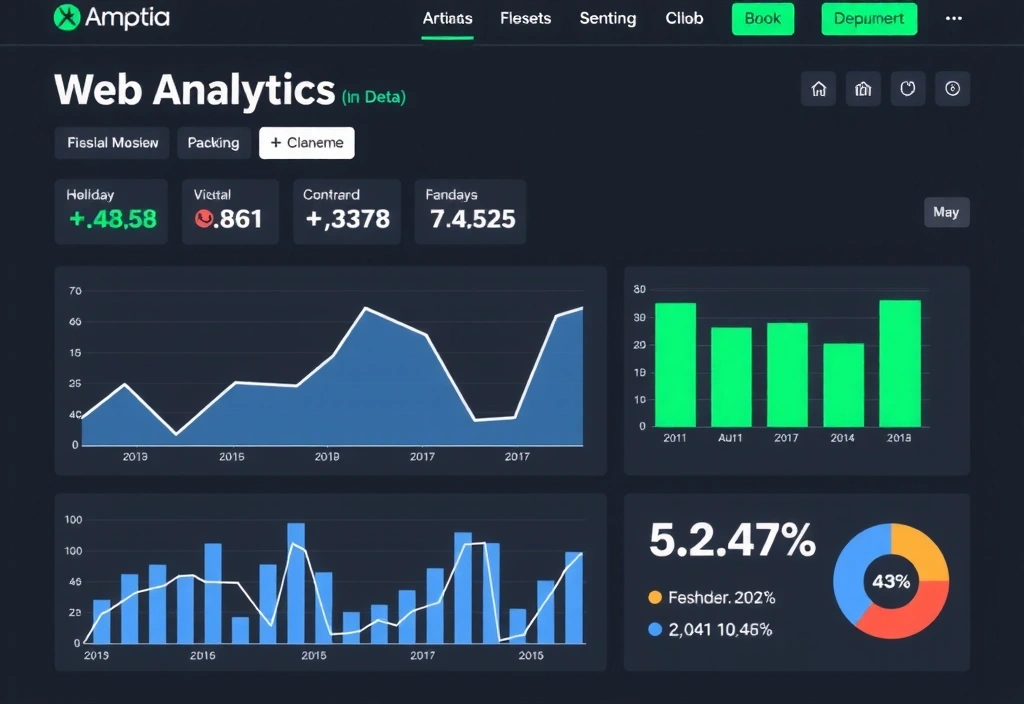 Dashboard di analisi web che mostra dati e grafici sul comportamento degli utenti